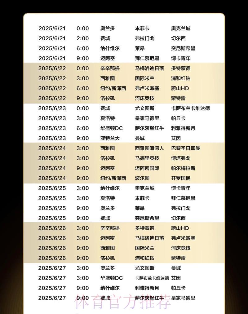 世界杯最新赛程时间表正式对外发布